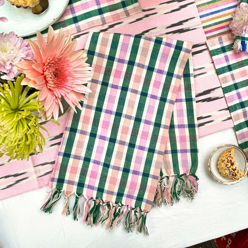 JOOCAR Easter Kitchen Towels, Pink and White Buffalo Plaid Rabbit