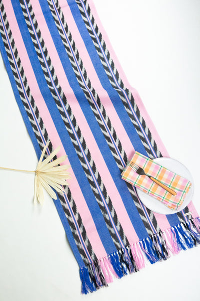 Palm Ikat Runner in Blue & Pink