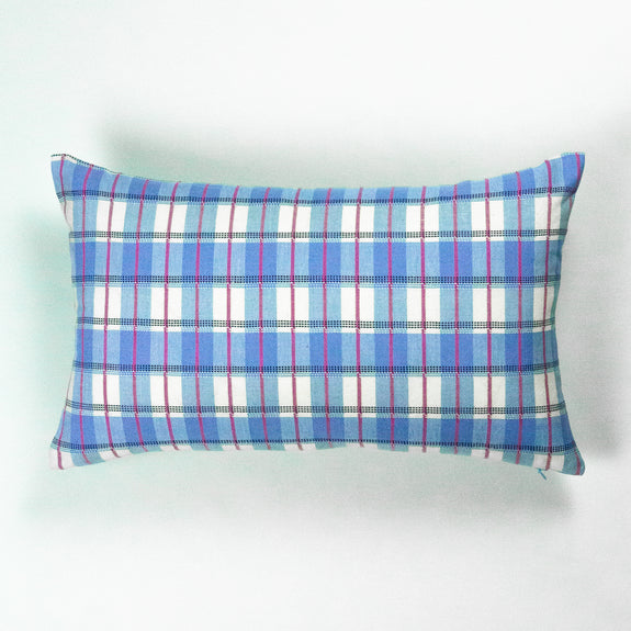 San Andres Gingham Blue & White Pillow