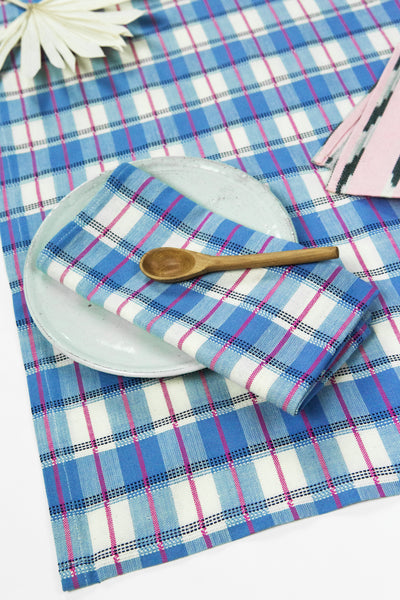 San Andres Gingham Blue & White Napkins