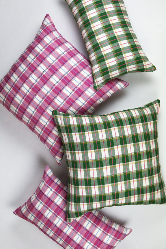 San Andres Gingham Pink & White Pillow