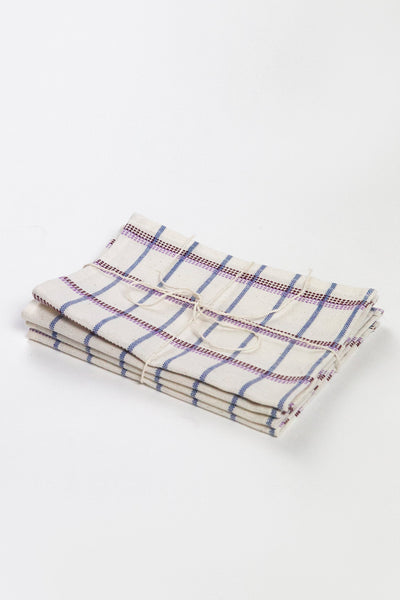 San Lucas Plaid White Cocktail Napkins Set of 4