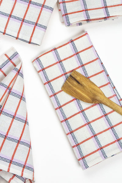 San Lucas Plaid White & Orange Napkins