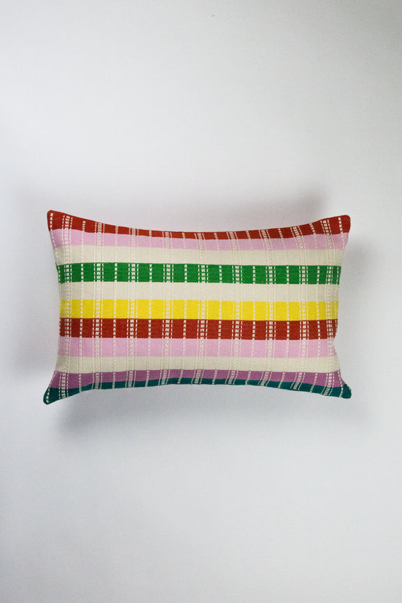 Santiago Rainbow Grid Pillow - 12" x 20"