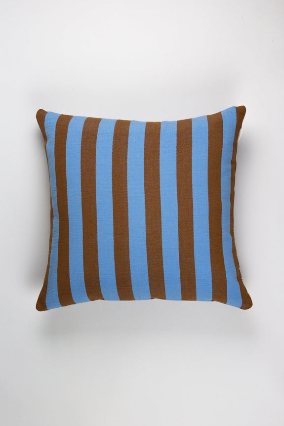 Santiago Grid Pillow - Blue &amp; Umber - 18"x18"
