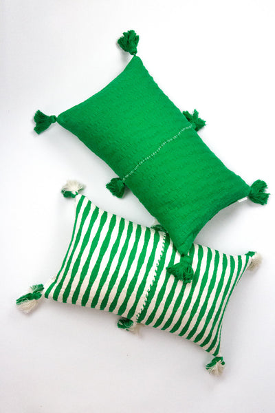 Antigua Pillow - Grass Green Stripe