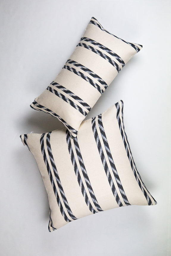 Toto Palm in Cream & Grey Ikat Pillow