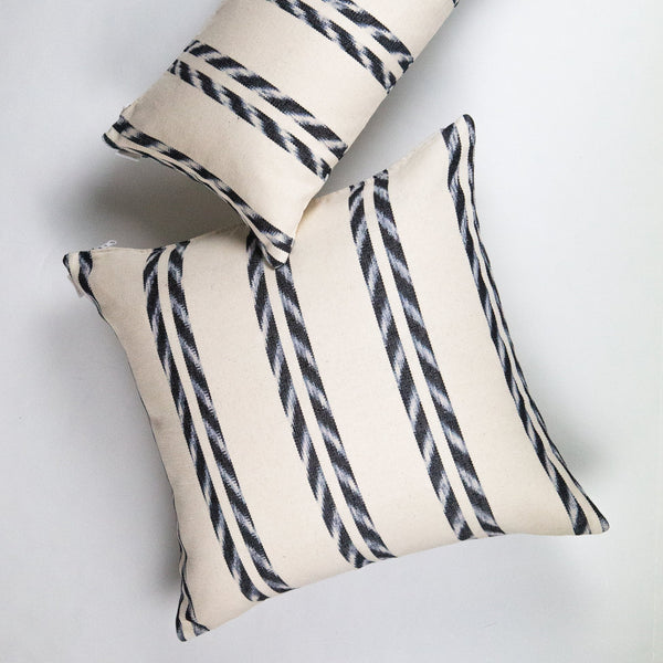 Toto Palm in Cream & Grey Ikat Pillow