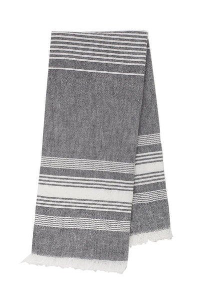 Grey Chambray Striped Kitchen Towel