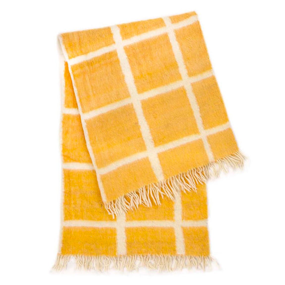 Momos Grid Blanket- Natural White &amp; Yellow Gold