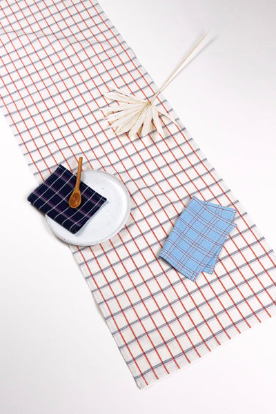 San Lucas Plaid White & Orange Table Runner